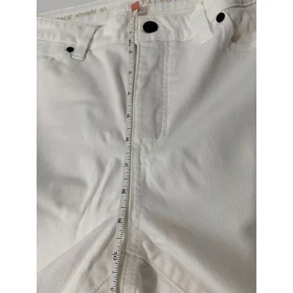 Talbots Womens White Heritage Straight-Leg Pants Size 10 Cotton Blend - Picture 9 of 15